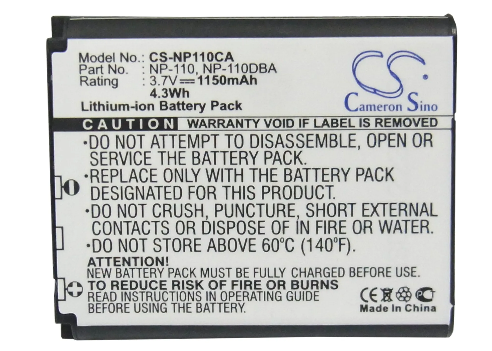 Camera 1150mAh Battery For Casio NP-110  NP-110DBA  NP-110L  NP-160Exilim EX-Z2000  Exilim EX-Z200  Exilim Zoom EX-Z2000