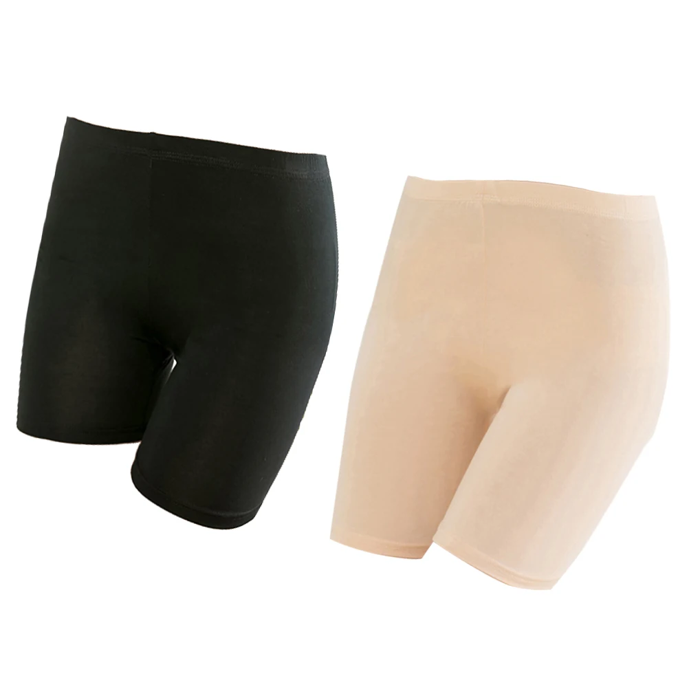

2 PCS Anti-exposure Shorts Ice Silk Pants Leggings for Women Piece Underskirt Boyshort Panties