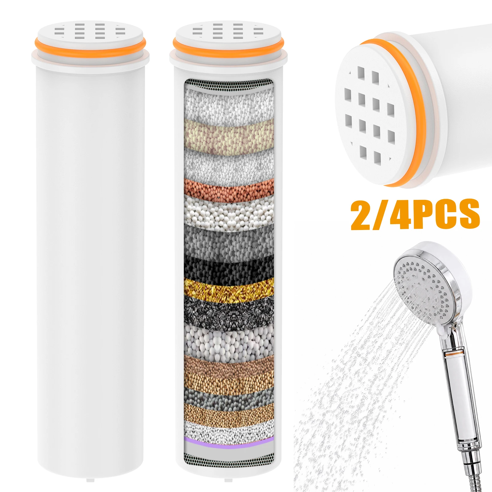 Replacement Filters for Handheld Shower Head Water Softener Filters Beads for Hard Water Remove Chlorine Reduces Dry Itchy Skin
