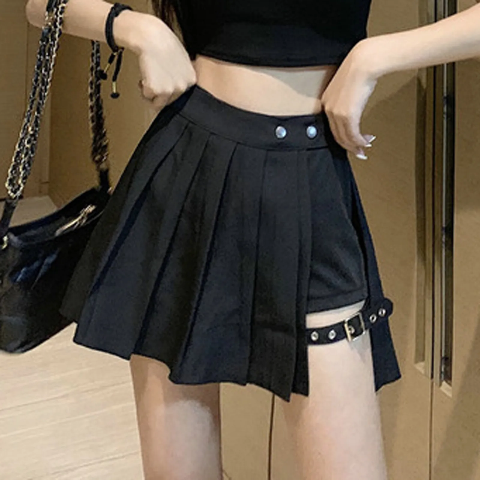 

Black Mini Skirt Gothic Women Fairy Grunge High Waist Loose A-line Skirt Shorts Goth Egirl Summer Harajuku Streetwear 2024