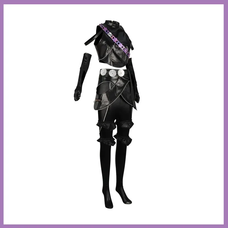 アニメ映画 KPop デーモンハンターズ ゾーイ コスプレ衣装 ブラック PU コート ユニフォーム フルセット ウィッグ 女性 セクシー カーニバル ハロウィン スーツx;2'a
