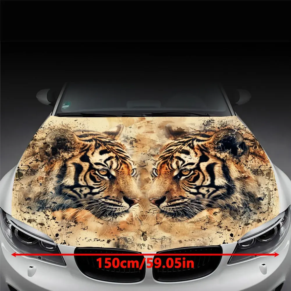 Unique Tiger Car Hood Wrap - Premium Vinyl Material, One-of-a-Kind Design, Turn Heads on the Road