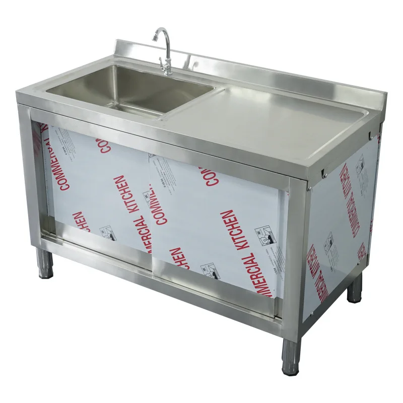 LH Commercial Stainless Steel Sink Cabinet Thickened Sink Kitchen Cabinet Dishwasher Cabinet