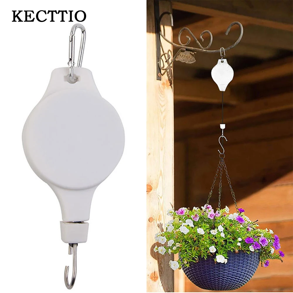 Garden Baskets Pots Hanging Hook Adjustable Lift Plant Pulley Set Retractable Pulley Pull Down Hanger Plants Flower Hanger Hook