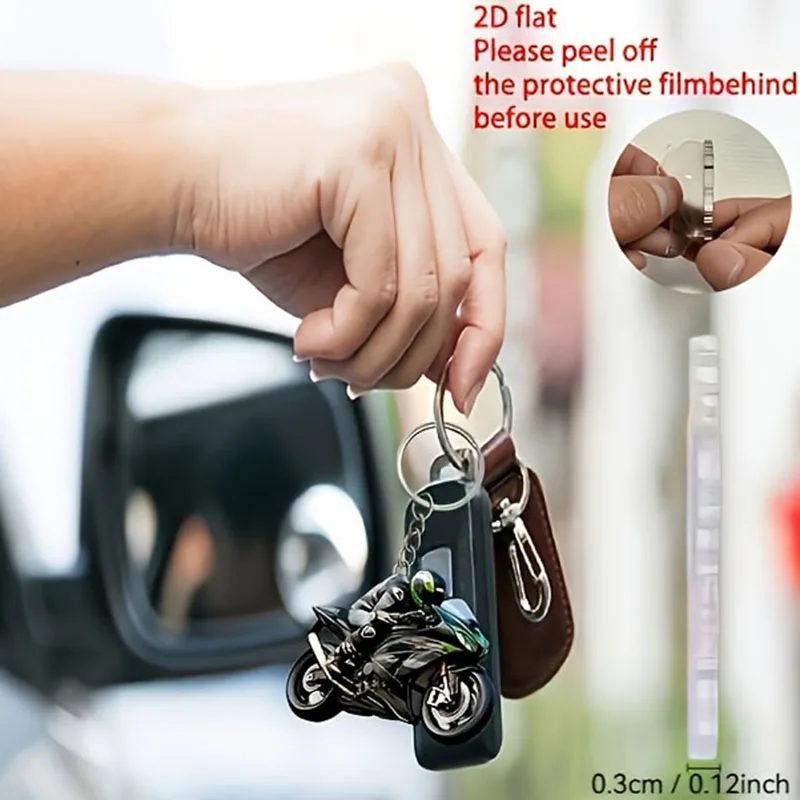 Motorcycle Rider 2D Flat Acrylic Keychain