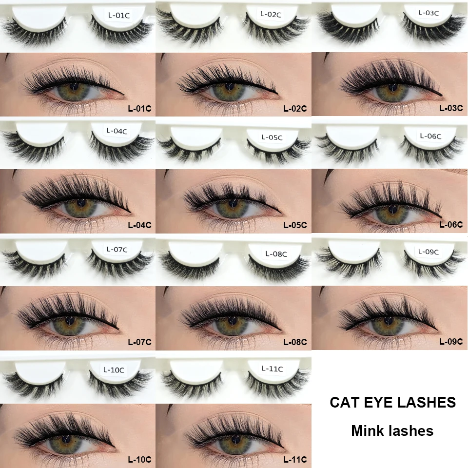 Cateye Wimpers Bulk End Eye Langwerpige make-up Nepwimpers Natuurlijke gevleugelde Fox Eye Wimpers Nertsen
