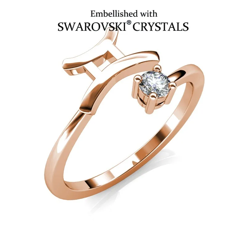 Daisini Gemini Constellation Ring Lady Personality Representative Ring with Crystals From Swarovski Opening Tail Ring Jewelry