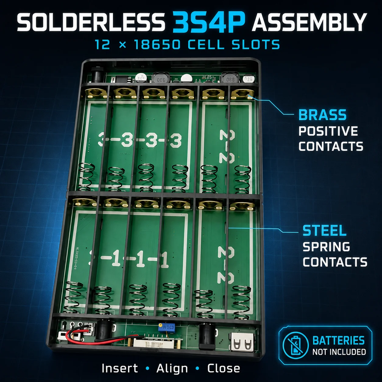 Solderless 12‑Cell 18650 UPS Housing Adjustable 5V 9V 12‑24V 24W Backup Power Supply For Router CCTV Modem Network Equipment - view 6