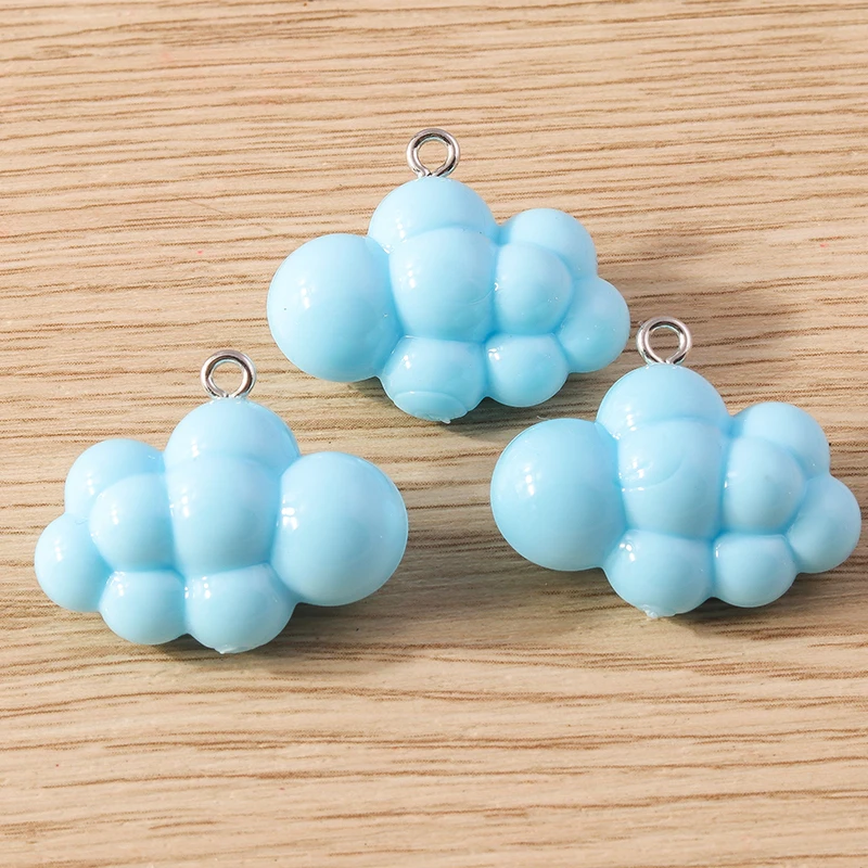 10 Stück 26x21mm Niedliche Bunte Harz-Wolken-Anhänger für Schmuckherstellung, Ohrringe, Halsketten, Armbänder, DIY-Bastelzubehör – Detail 4