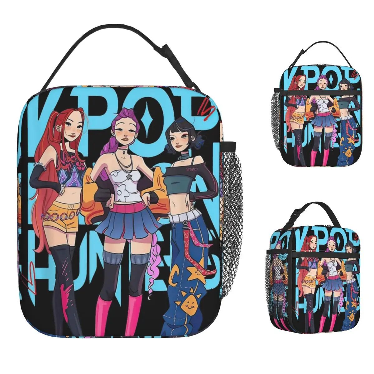 

Saja Boys Team KPop Demon Hunters Сумка для обеда для мужчин с принтом Ланч-бокс Повседневная офисная сумка-холодильник Портативные оксфордские термосумки для обеда