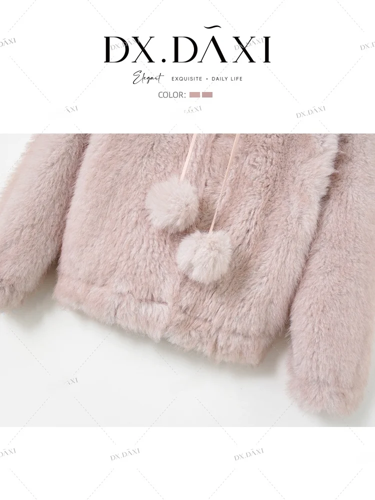 Cute Fluffy Ball Fur Jaet Women's Loose ort Sle Winter New Arrival Polyester Fiber Environmental Leather irt
