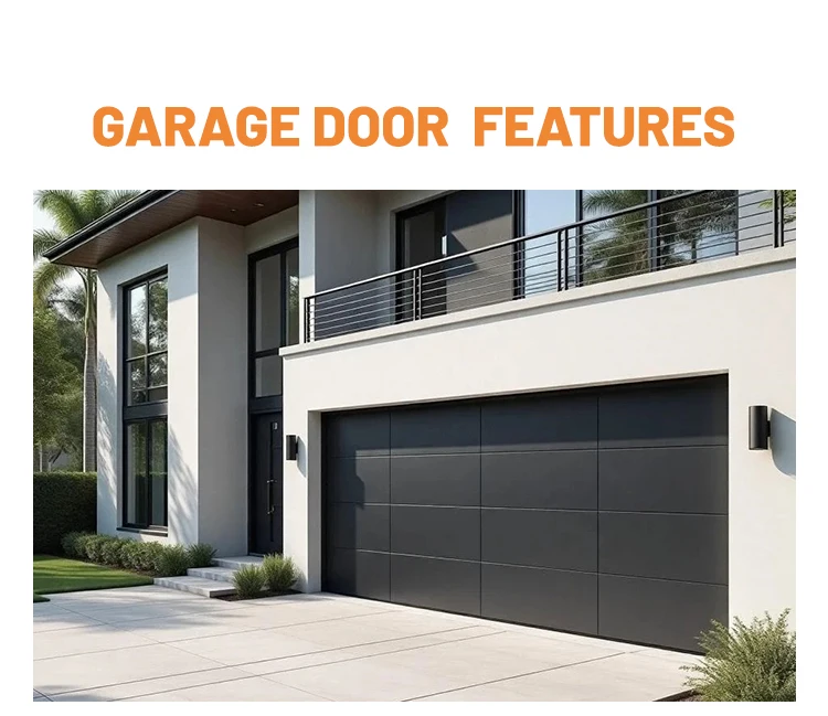 Modern Contemporary Thermal Insulated Aluminum Garage Door Wood Grain Waterproof Wind Resistant Easy Install Villa Residential