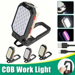 4000MaH Rechargeable Work Light 30W Super Bright COB Flashlight With Magnetic Portable Outdoor Power Bank Camping Emergency Lamp