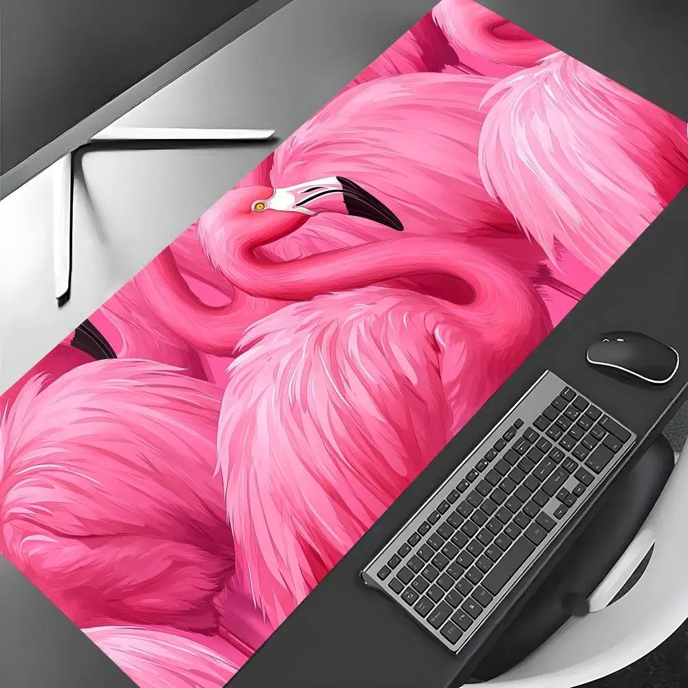 

Большой коврик для мыши с романтическим узором в виде фламинго, игровой коврик, нескользящий настольный коврик, коврик для мыши с прошитыми краями, HD-печать, офисный коврик