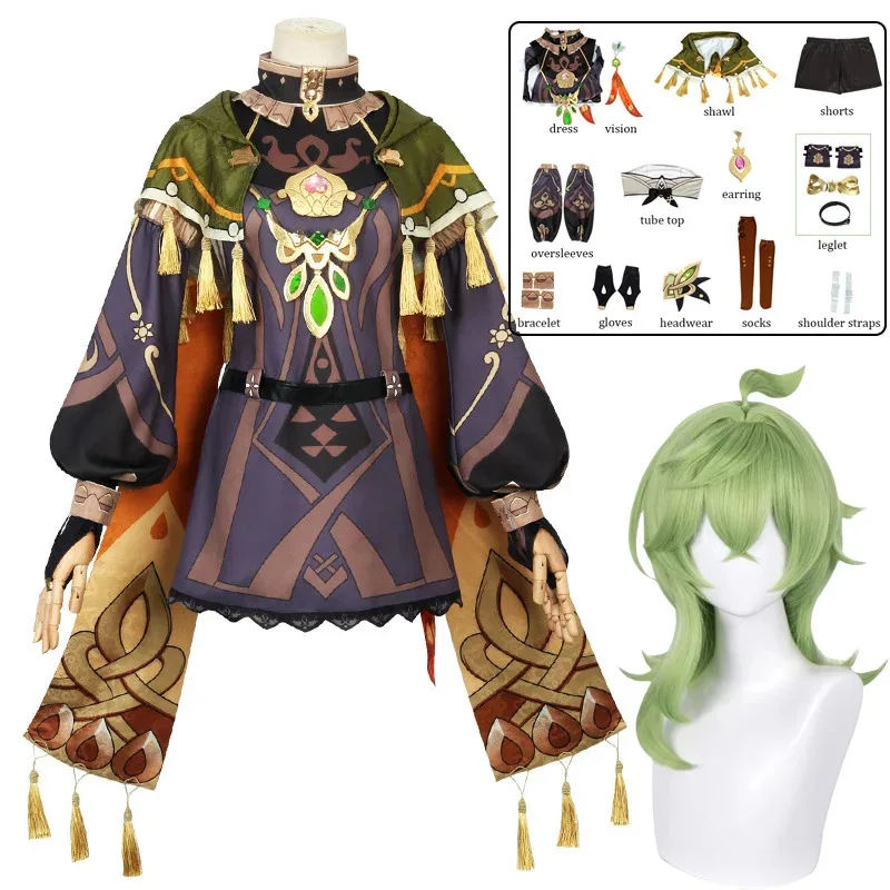 

XT8Collei Genshin Cosplay Costume Anime Game Uniform Collei Wig Halloween Party Role Play Outfit for WomenXT6@!