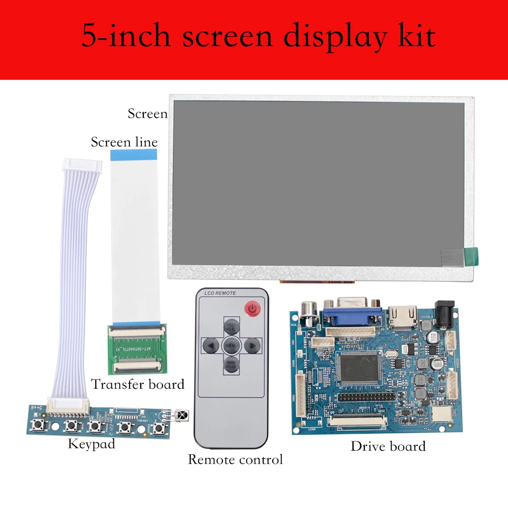 Imagem -05 - Lcd Controlador de Tela Hdmi Vga av Driver Board Painel Kit 4.3 1024*600 800*480