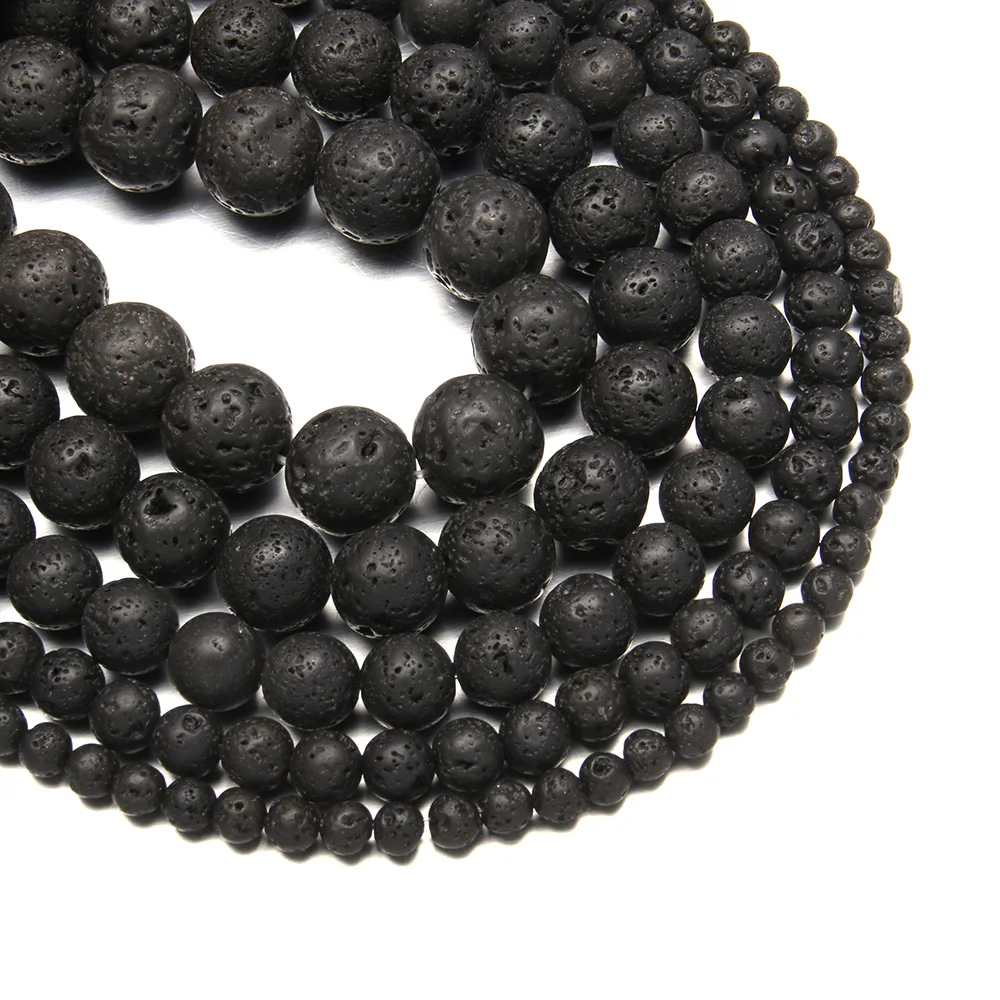 Natural Stone Lava Volcanic Stone Beaded Round shape Loose Spacer Bead for Jewelry Making DIY Bracelet Necklace Accessories