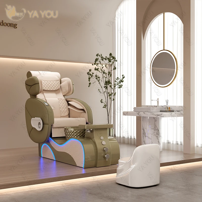 Yayou Luxury Design Electric Massage Automatic Water Circulation Pedicure Chair Inverted Back Full Massage For Nail Shop