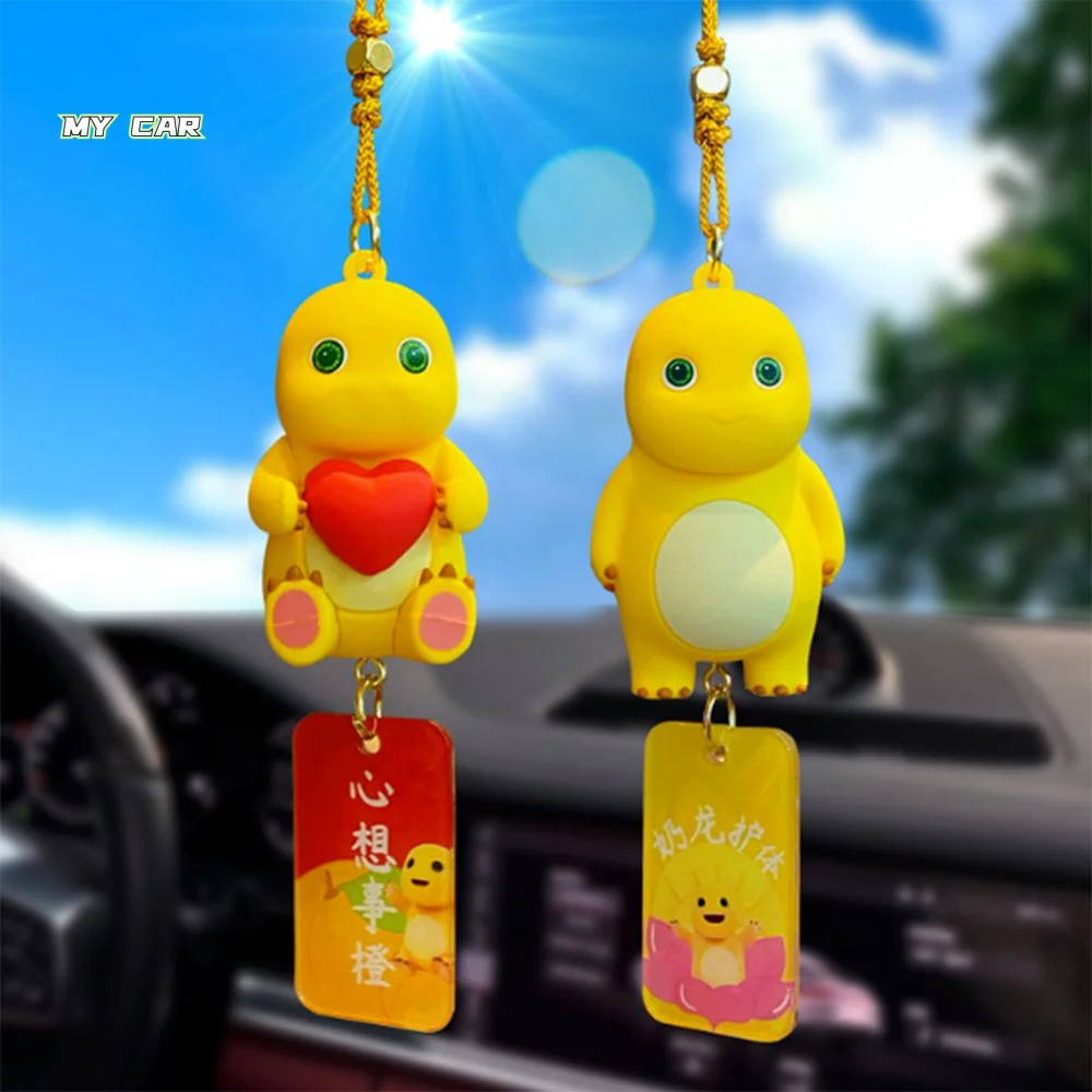 

3D Milk Dragon Car Hanging Pendant Cute Cartoon Rearview Mirror Decoration Supplies Three-dimensional Creative Bag Pendant