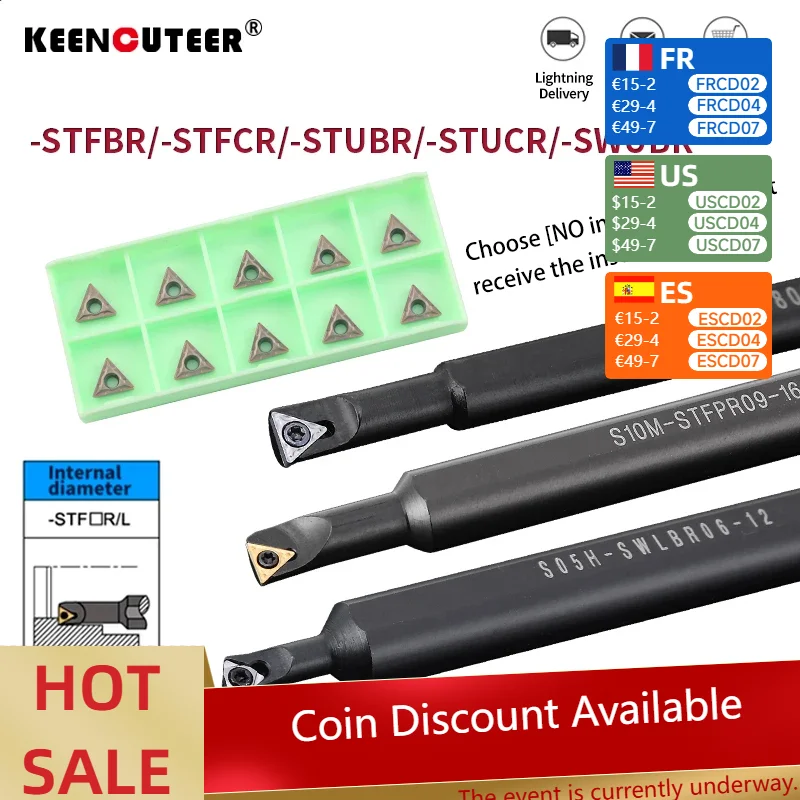 

S0806-STUBR S1005K-SWUBR06 S10K/S12M-STFCR11-16 S06K-STFBR06-12 Use CNCarbide Insert TBGT060102L/R Insert Internal Turning Tools