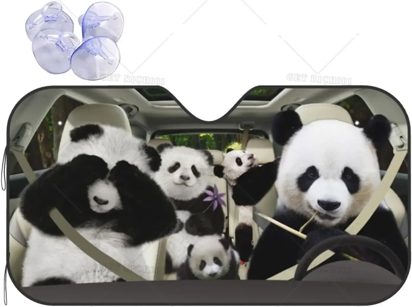 

Parasol plegable para parabrisas de coche, cubierta divertida de Panda para ventana delantera de coche, accesorios para coche, b