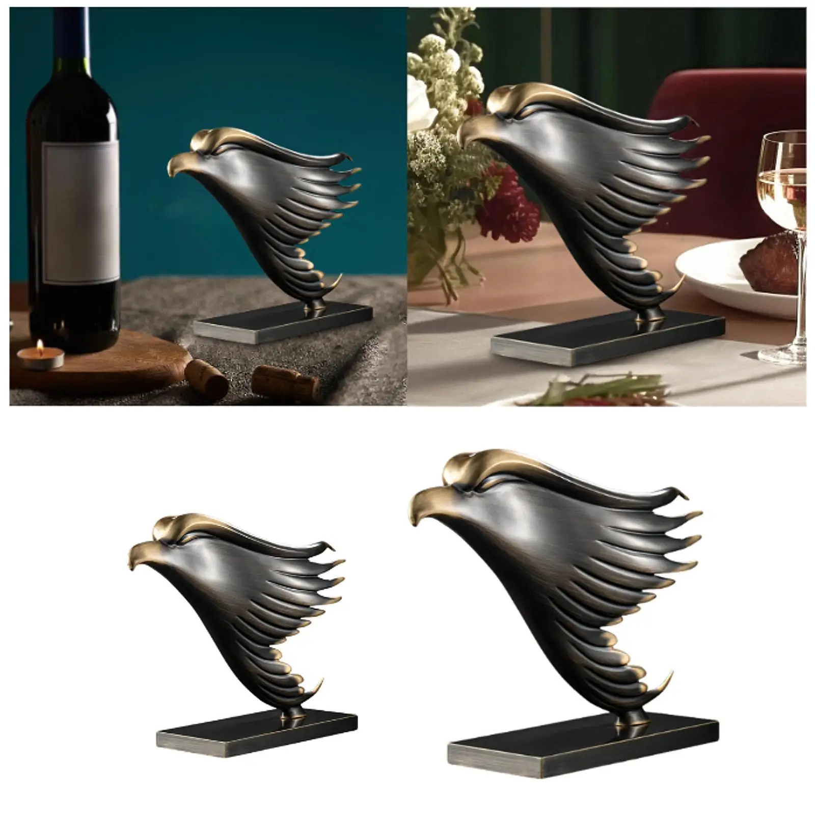 

Eagle Sculpture Wine Bottle Stand Desktop Ornament for Dining Table Cabinet