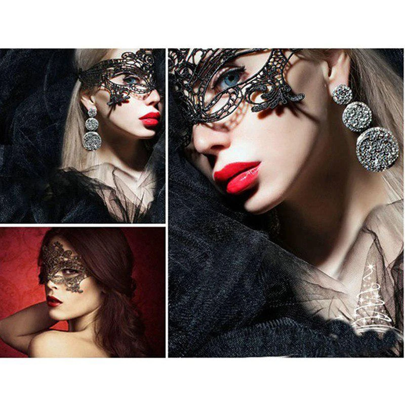 Women Hollow Lace Masquerade Face Mask Sexy Cosplay Prom Party Props Costume Halloween Masquerade Mask Nightclub Queen Eye Mask