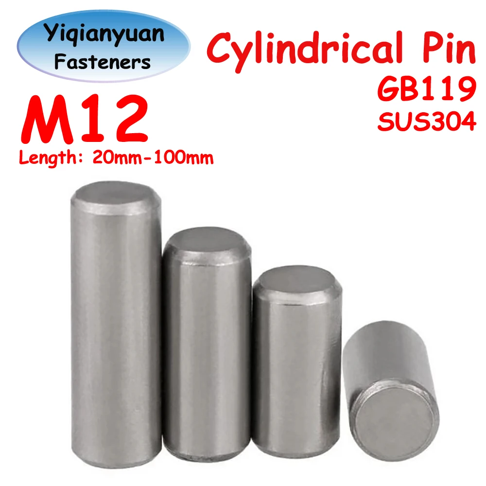 Yiqianyuan GB119 Cylindrical Pin Locating Dowel SUS304 Stainless Steel Fixed Shaft Solid Rod 20mm to 100mm Length Range