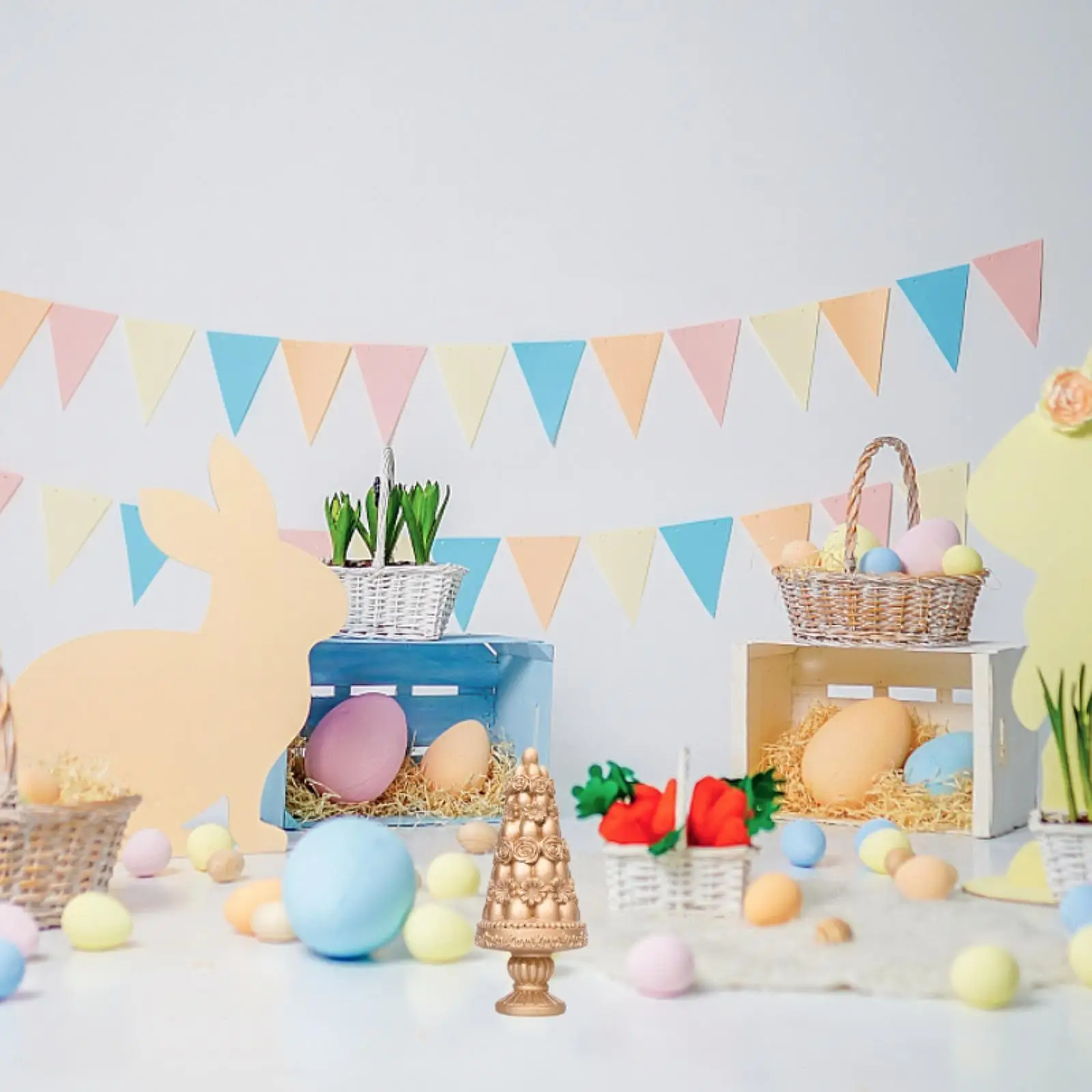 Easter Egg Tree Figurine Holiday Table Ornament for Office Shelf Living Room
