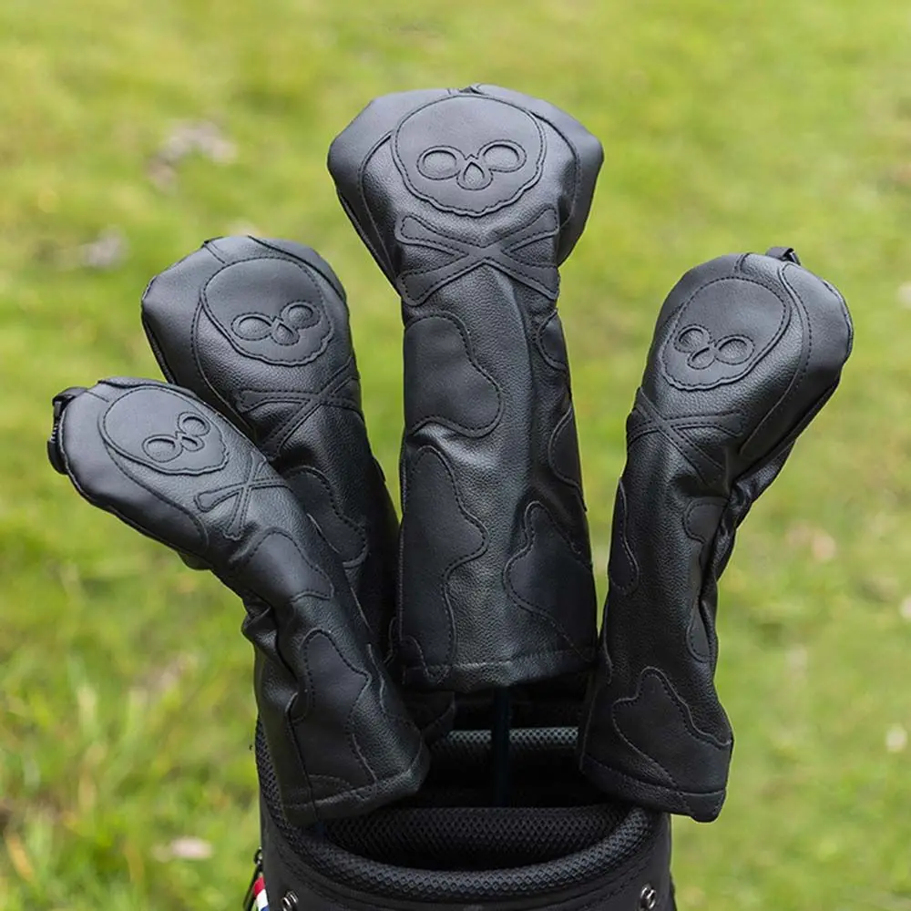 PU Leather Mallet Putter Skeleton For Hybrid Golf Club Headcover Skull Golf Putter Cover Golf Head Covers Club Head Protector