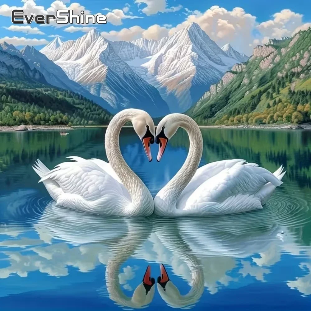 

EverShine 5D DIY Diamond Mosaic Swan Animal Painting Lake Cross Stitch Embroidery Mountain Picture Rhinestones Handmade Gift