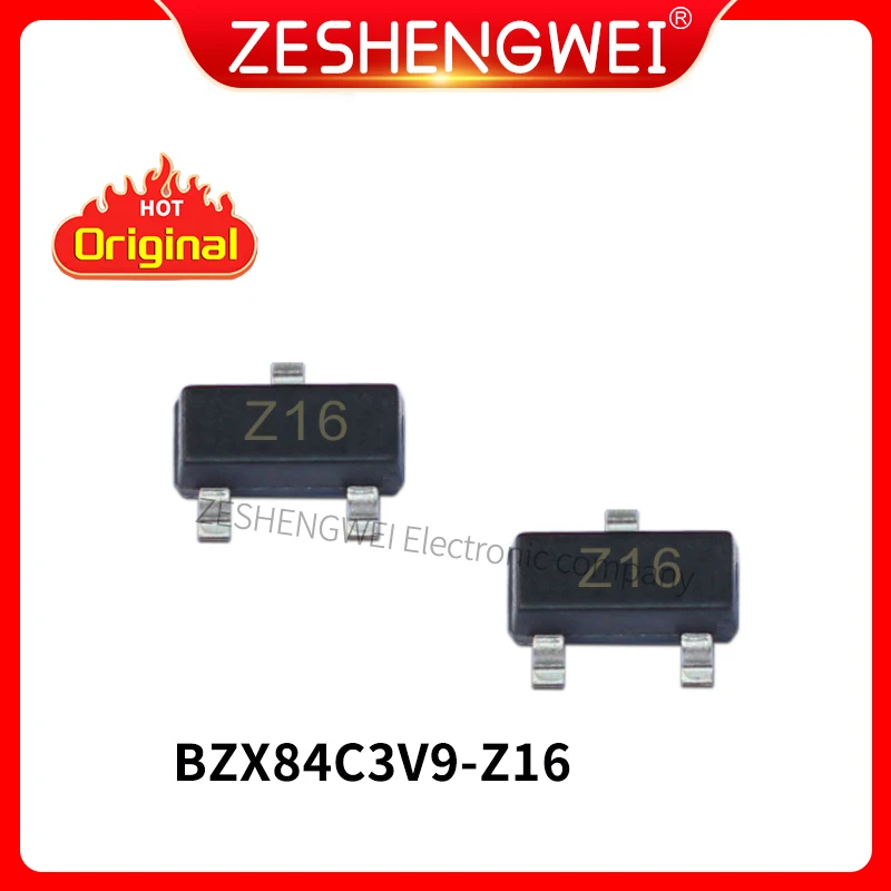 100PCS Zener Diode BZX84C3V9 Z16 SOT-23 3.9V Regulator In Stock