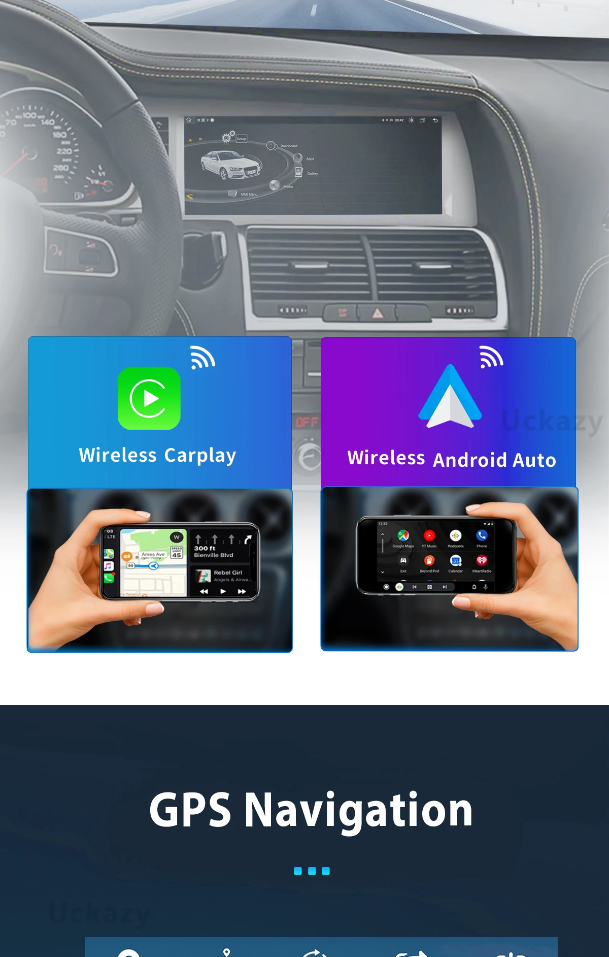 Android 13 Car Radio For Audi Q7 4L 2005-2015 Multimedia Wireless Carplay Android Auto Stereo Navigation 1920*720 IPS Screen 4G