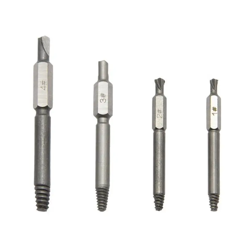 Y1UD 4 قطعة مقبض سداسي كسر مسمار لولبي الرأس أداة إزالة الصواميل الكهربائية عرافة المسمار أداة إزالة الصواميل مجموعة غطاء مفك