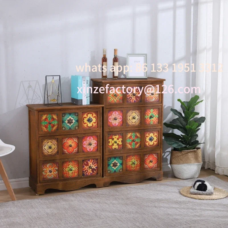 

Customizable Multi-storey Locker Living Room Retro Storage Cabinet American Bedside Table Bedroom Wide