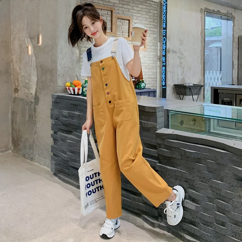 

Casual Chic Summer College Sle Women's Overalls High Waist Straight Leg Pants Faionable Trendy Korean Version Long Pants
