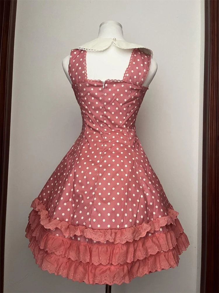 فستان نسائي صيفي ياباني أنيق كاواي لوليتا Y2k تصميم فستان قصير منقط بفيونكة نسائية على الطراز الكوري ملابس عصرية
