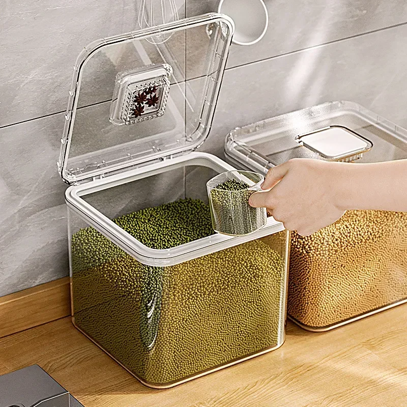 

Бытовое ведро для риса, устойчивая к насекомым и влагостойкая коробка для риса с откидной крышкой, банка для риса и резервуар для разных зерна