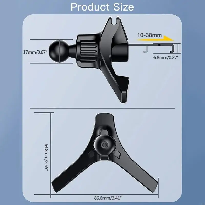 Soporte para teléfono móvil Y4UE, soporte montaje con Clip, gancho para rejilla ventilación coche con cabeza esférica,