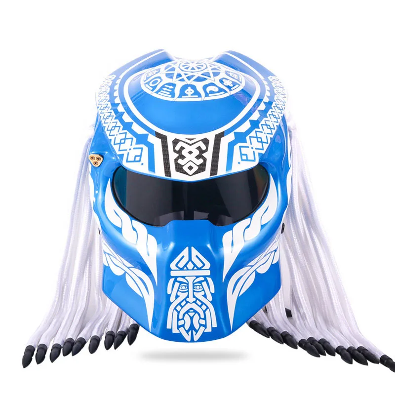 Personalized red motorcycle helmet Predator full face Special-shaped carbon fiber retro motorcycle helmet Explosive products