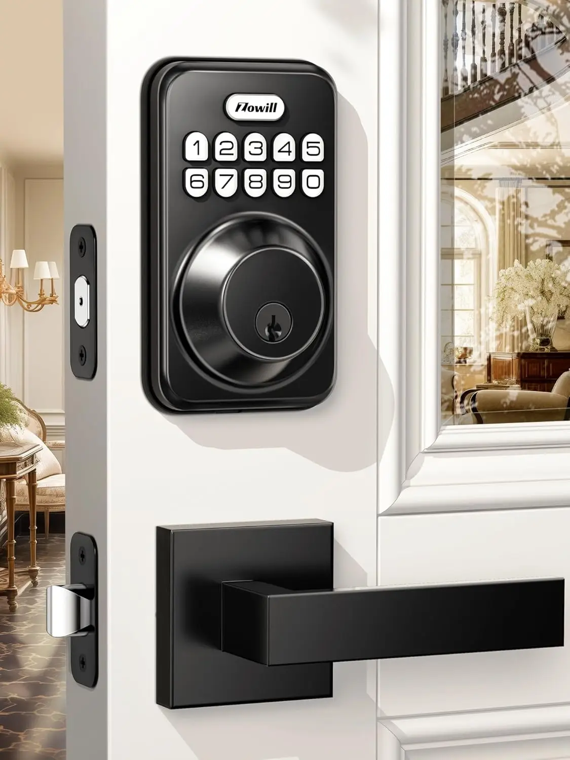 

Keyless Entry Door Lock with 2 Lever Handles, Zowill Electronic Keypad Deadbolt, Auto-Locking, Anti-Peeping Password