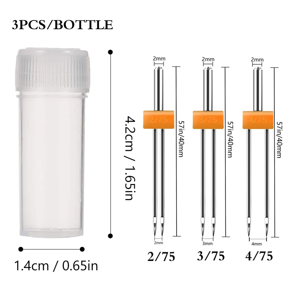 3 sztuk maszyna do szycia podwójne igły podwójne podwójne Stretch 3/75 3/80 3/90 igły do szycia do haftu DIY akcesoria do szycia