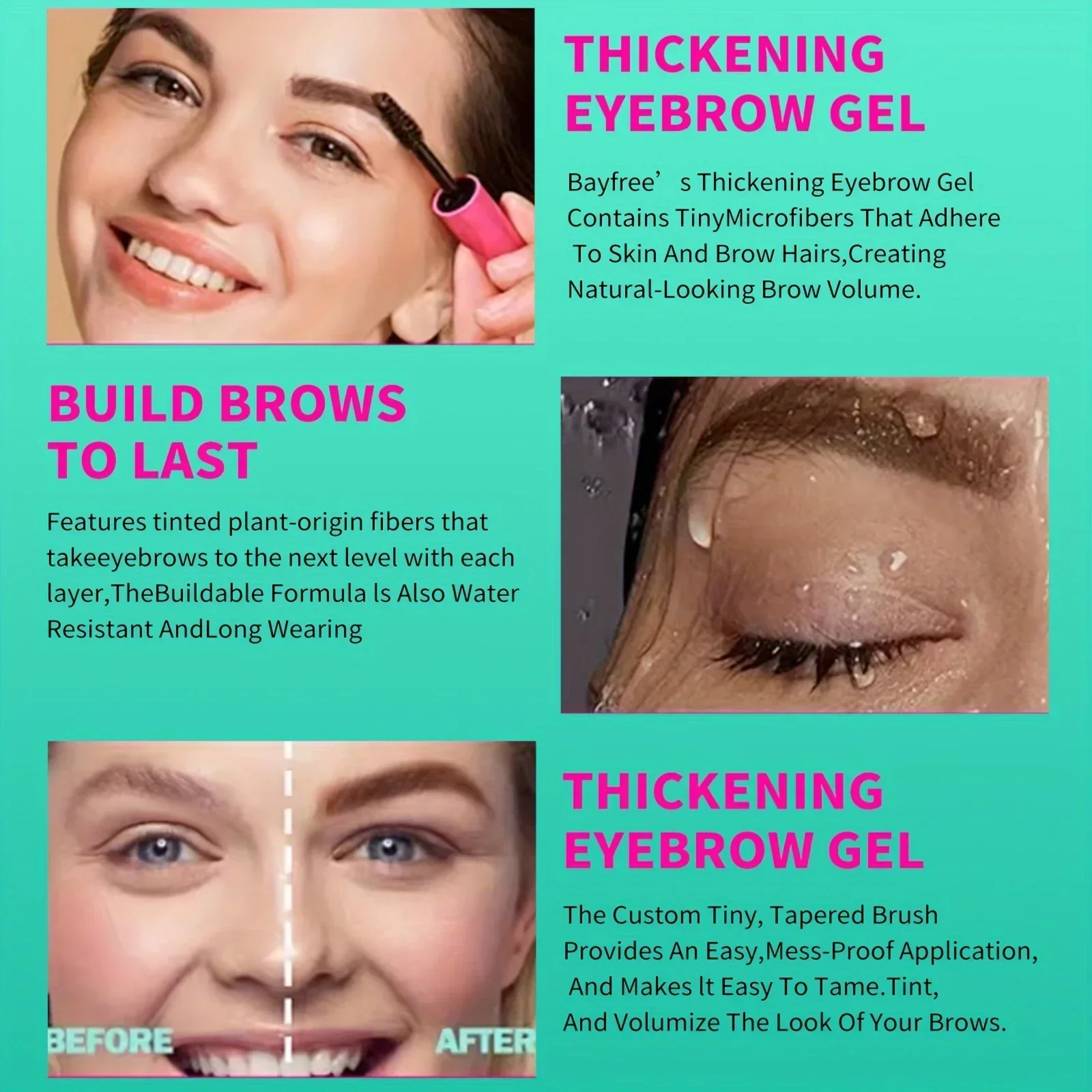 Kit de Gel pour sourcils teinté imperméable, colle pour sourcils riche Auburn et claire, maquillage pour les yeux longue durée à sculpter rapide