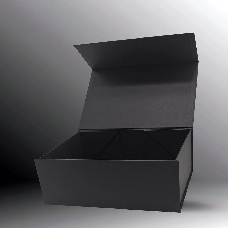 3 Pack Large Gift Box for Present 12.5 x 8.5 x 4.75 Inches Black Gift Box with Magnetic Lid Collapsible Gift Box with Ribbons G
