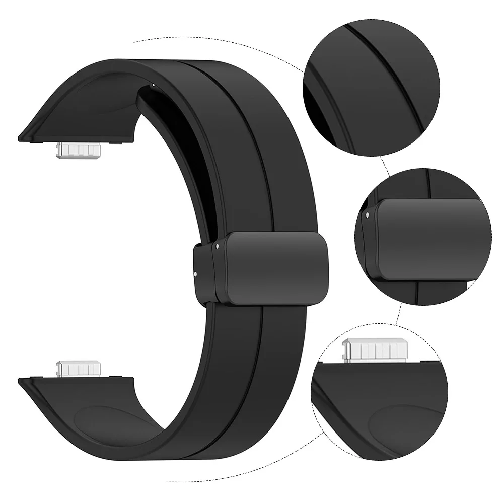 Silicone Strap Band Magnetic Folding Buckle Sports Watchband Women Men Watch Strap Replacement for Huawei Watch Fit 3