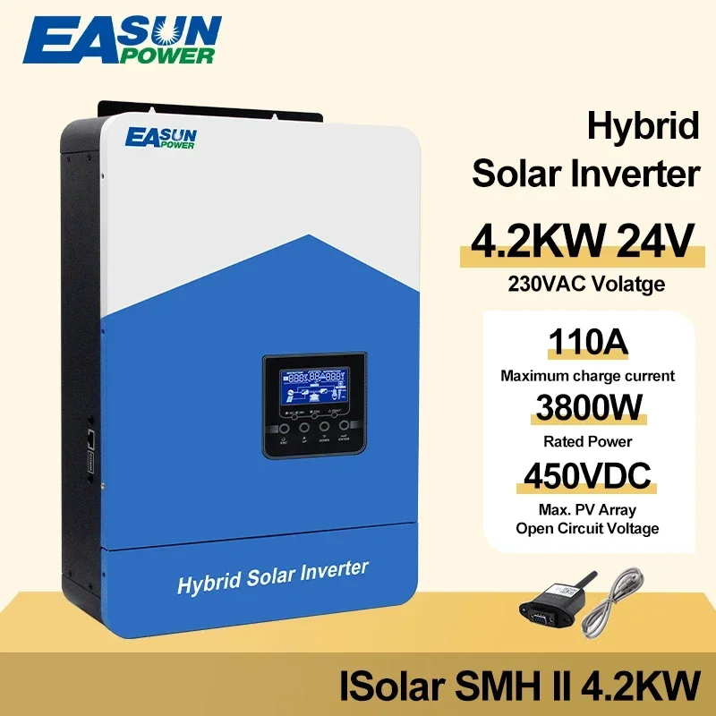 EASUN POWER 4.2KVA 4200VA Hybird Solar Inverter 24V Built MPPT 110A Solar Controller 230VAC Out-put Voltage Max PV 450VDC