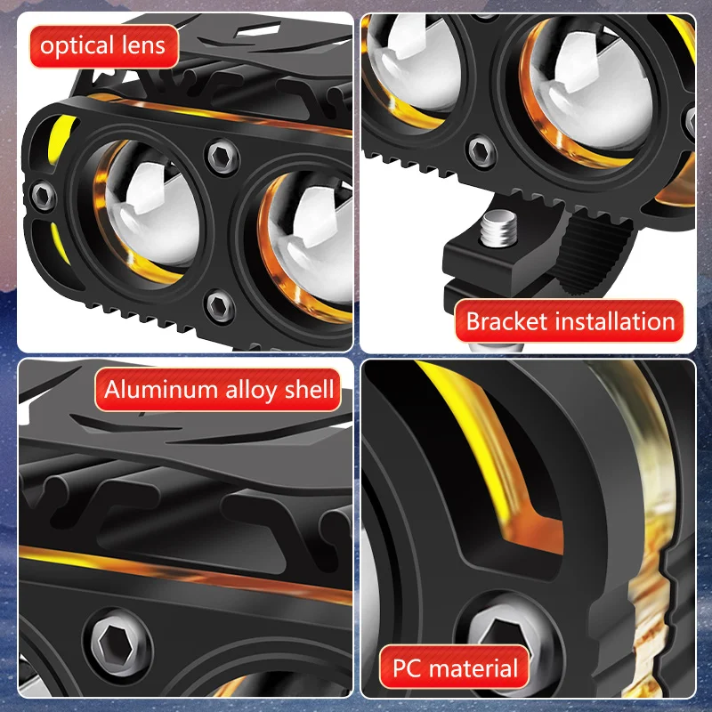 Motorcycle Auxiliary Led Spotlight Hi/Low Beam For Moto Universal Headlight Driving Fog Lights Lamp Front Additional Spotlights