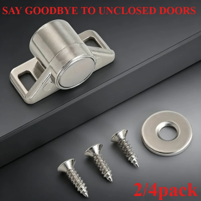 

Magnetic Cabinet Catches with Metal Finish, Magnet Door Latch for Kitchen Cabinet and Wardrobe Closets, Heavy-Duty Metal Materia
