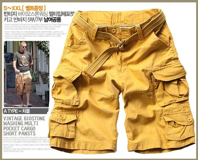 2024 Zomer Bermudas Short Heren Met Riemen Casual Knielengte Heren Korte Broek Multi-Pocket Outdoor Sport Hombre