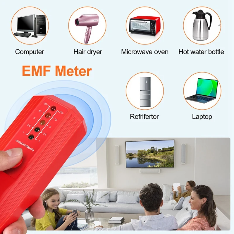 EMF Meter, EMF Reader, Electromagnetic Field Radiation Detector Battery Powered Electric EMF Detector Durable 167×65×37MM B